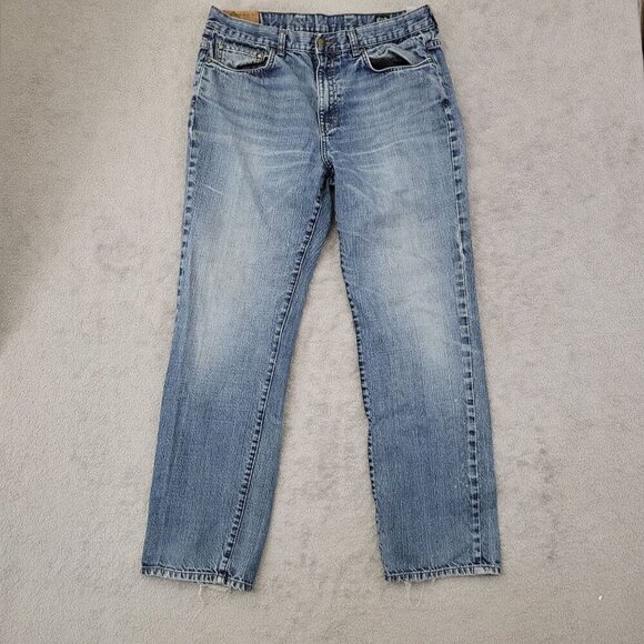 Chaps Other - Vtg Y2k Chaps Mens Straight Fit Denim Jeans 36/32 Light Blue Frayed Hem   JCT